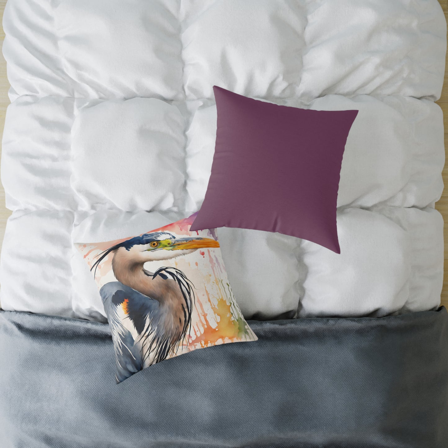 Heron 02 Poly Pillow - Natures Beauty Design