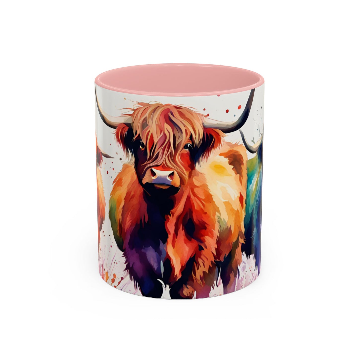 Multicoloured Highland Cow 4 Accent Mug 11oz
