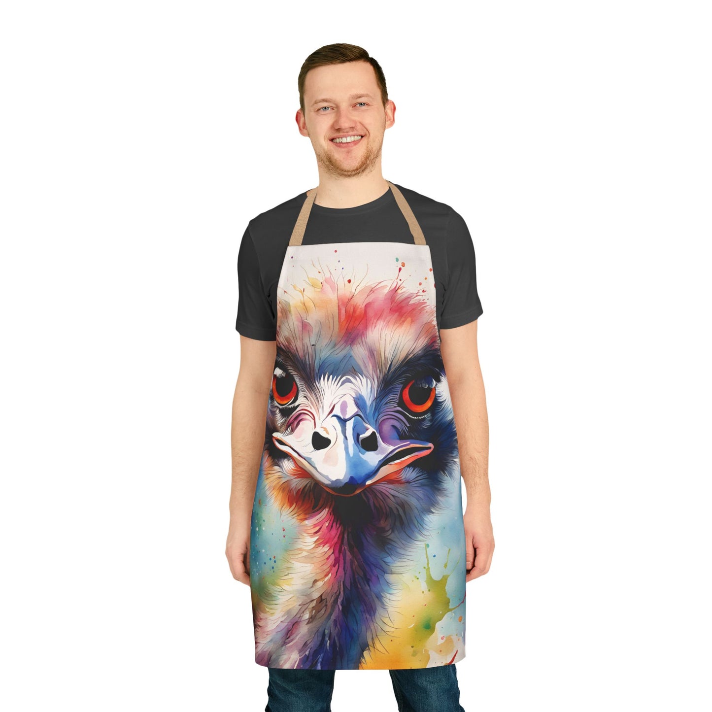 Multicolored Angry Ostrich Adult Apron (AOP)
