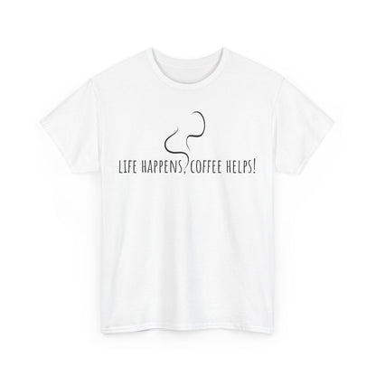 Life happens, coffee helps! Unisex Heavy Cotton Tee