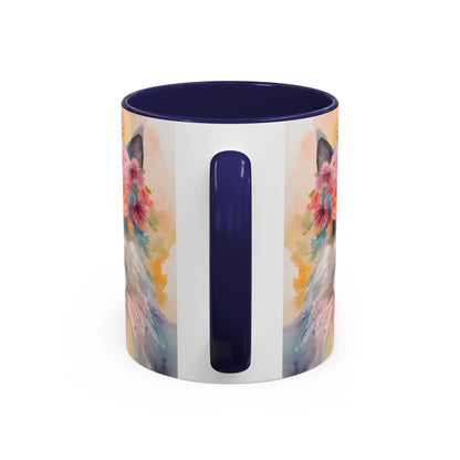 Floral Siamese Cat 03 Accent Coffee Mug - 11oz Perfect for Cat Lovers & Gifts
