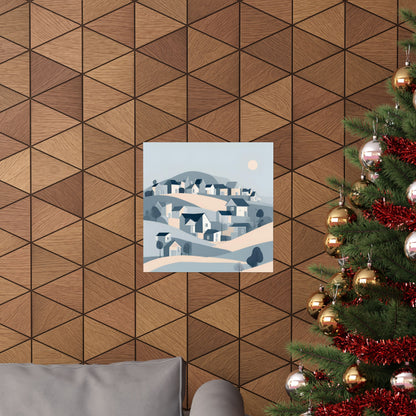 On The Hillside Blue 5 Matte Square Posters