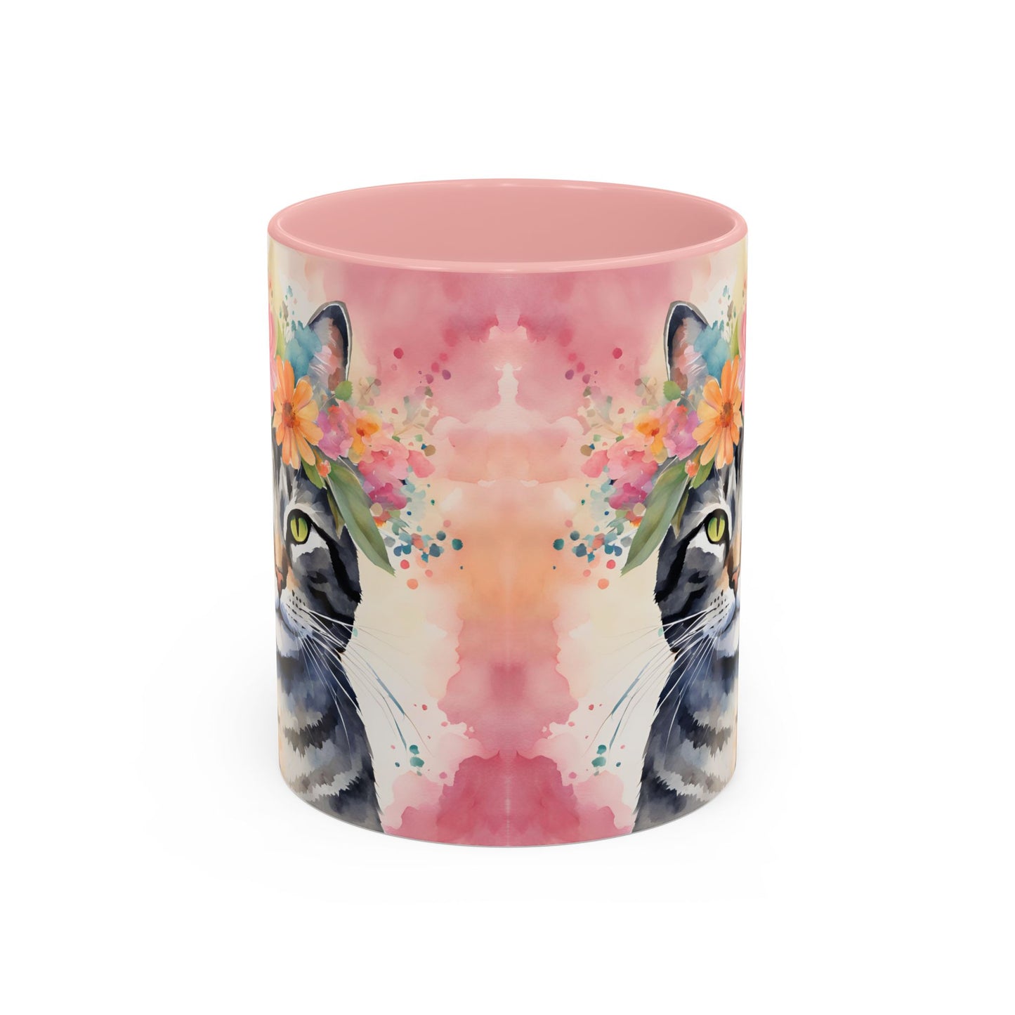 Floral Tabby Cat 02 Accent Coffee Mug - 11oz Perfect for Cat Lovers & Gifts