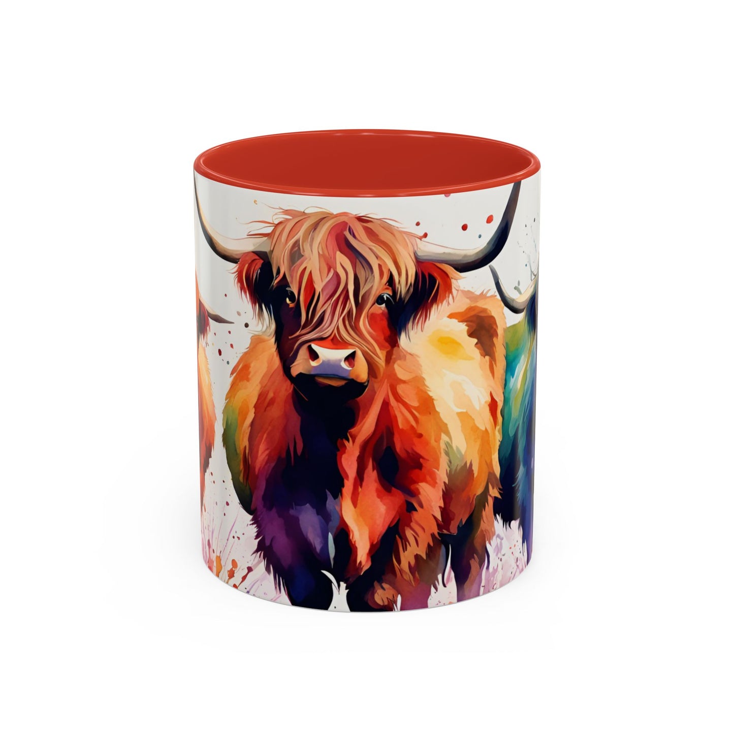 Multicoloured Highland Cow 4 Accent Mug 11oz
