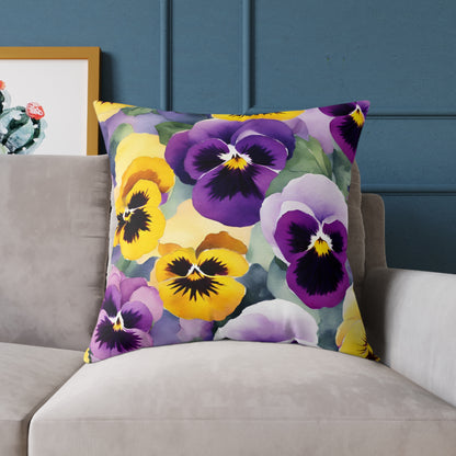 Pansies 01 Poly Pillow - Natures Beauty Design
