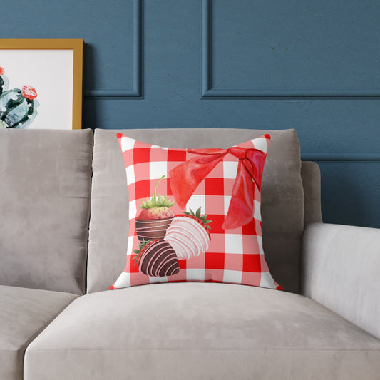 Valentine Chocolate Covered Strawberries 1 Poly Pillow