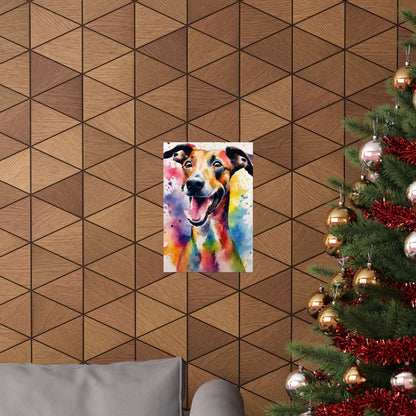 Multicolored Goofy Greyhound 01 Matte Vertical Poster