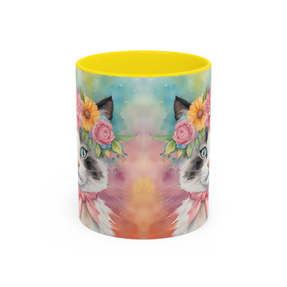 Floral Rag Doll Cat 04 Accent Coffee Mug - 11oz Perfect for Cat Lovers & Gifts