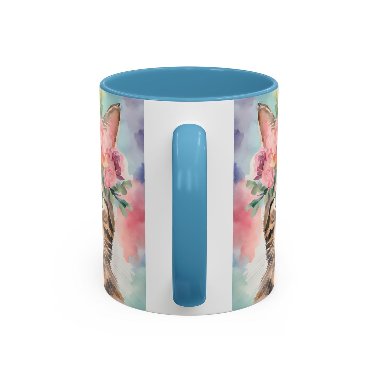 Floral Tabby Cat 01 Accent Coffee Mug - 11oz Perfect for Cat Lovers & Gifts