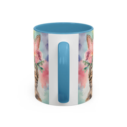 Floral Tabby Cat 01 Accent Coffee Mug - 11oz Perfect for Cat Lovers & Gifts