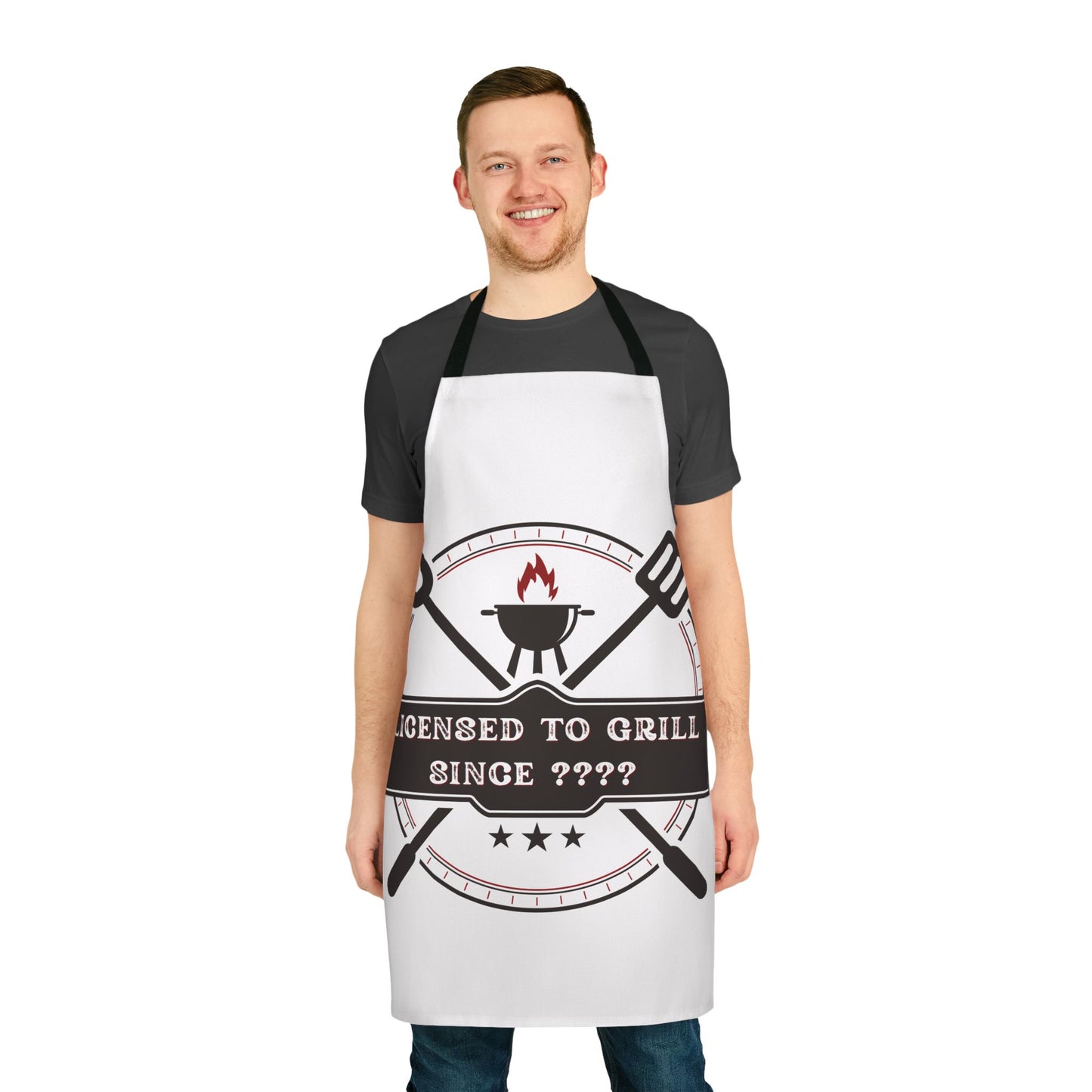 (Personizable) Licensed To Grill Since (????) Funny BBQ Themed Apron 5-Color Straps