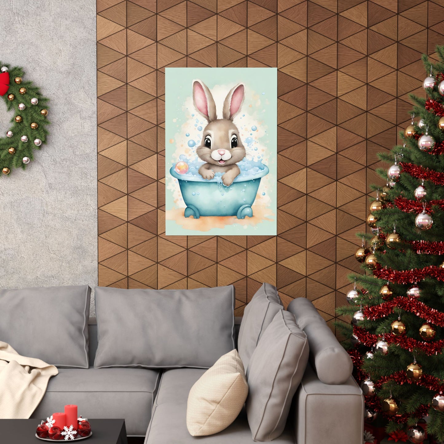 Nursery Bunny in the Bath 4 Matte Vertical Posters