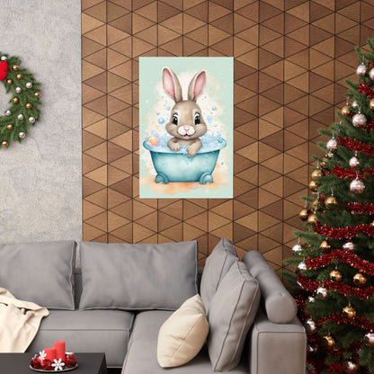Nursery Bunny in the Bath 4 Matte Vertical Posters