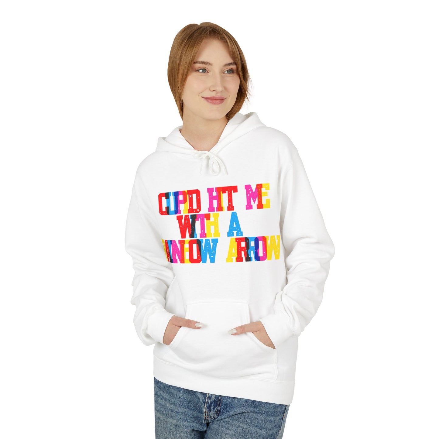 Cupid Hit Me With A Rainbow Arrow Unisex Valentines Hoodie
