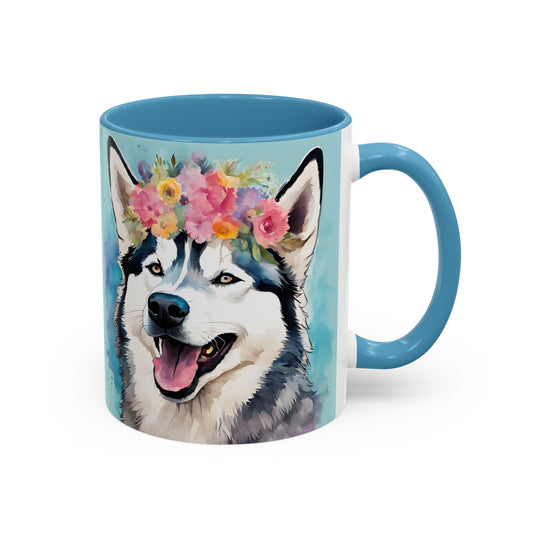 Husky 02 Accent Coffee Mug - Dog Lover Gift