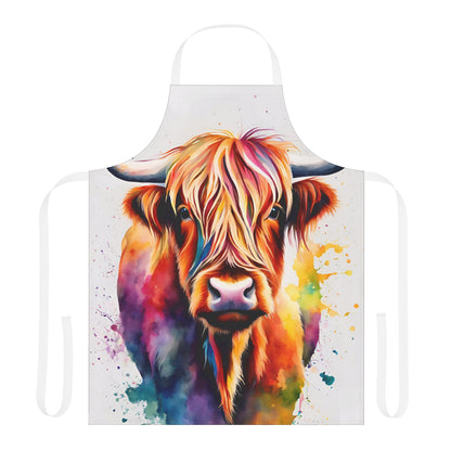 Multicolored Highland Cow Adult Apron (AOP)