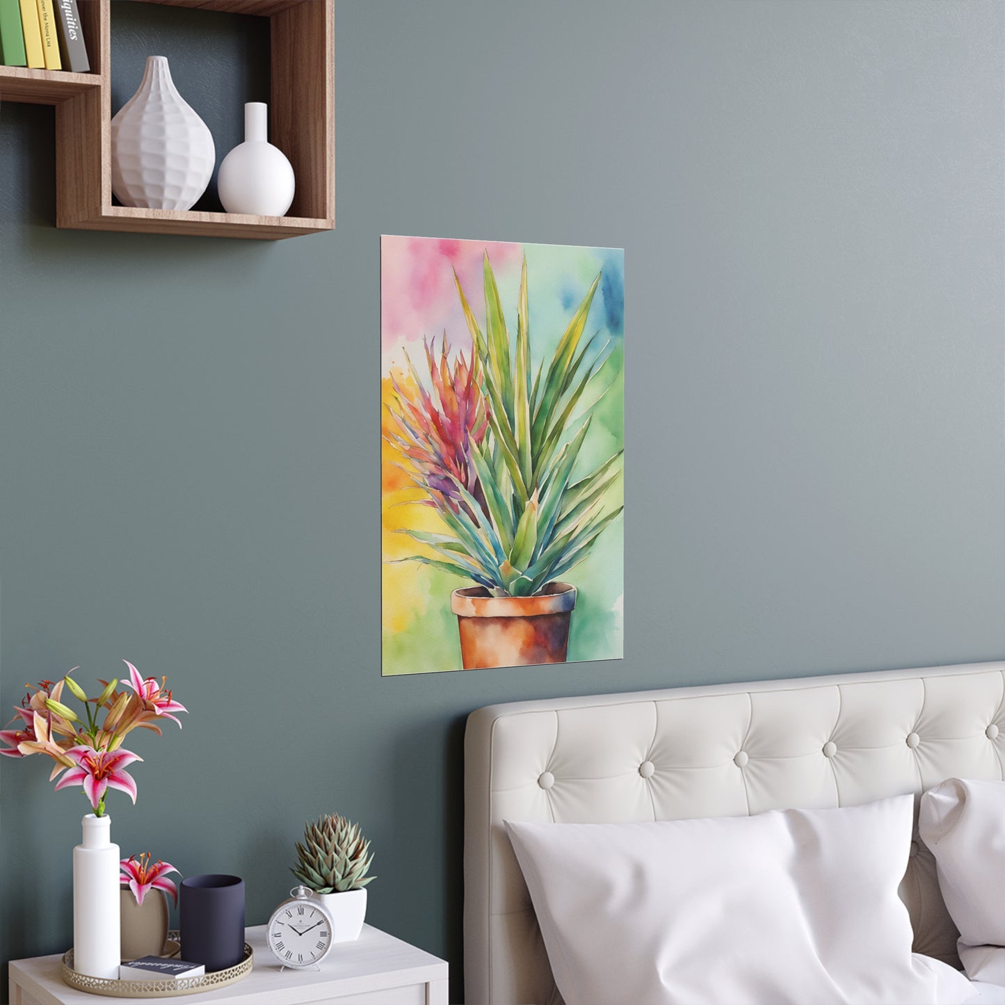 Multicolored Pot Plant 3 Indoor and Outdoor Silk Poster