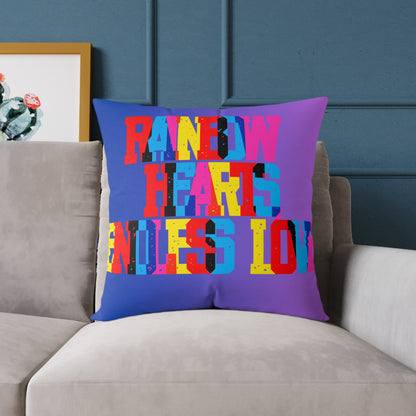Rainbow Hearts Endless Love Poly Pillow