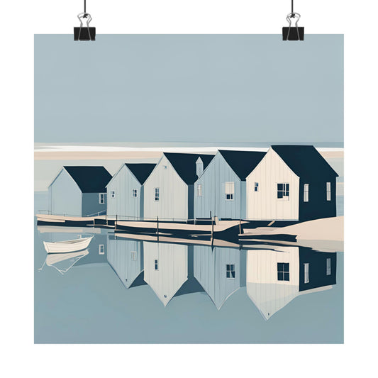 By The Sea Blue 4 Matte Square Posters