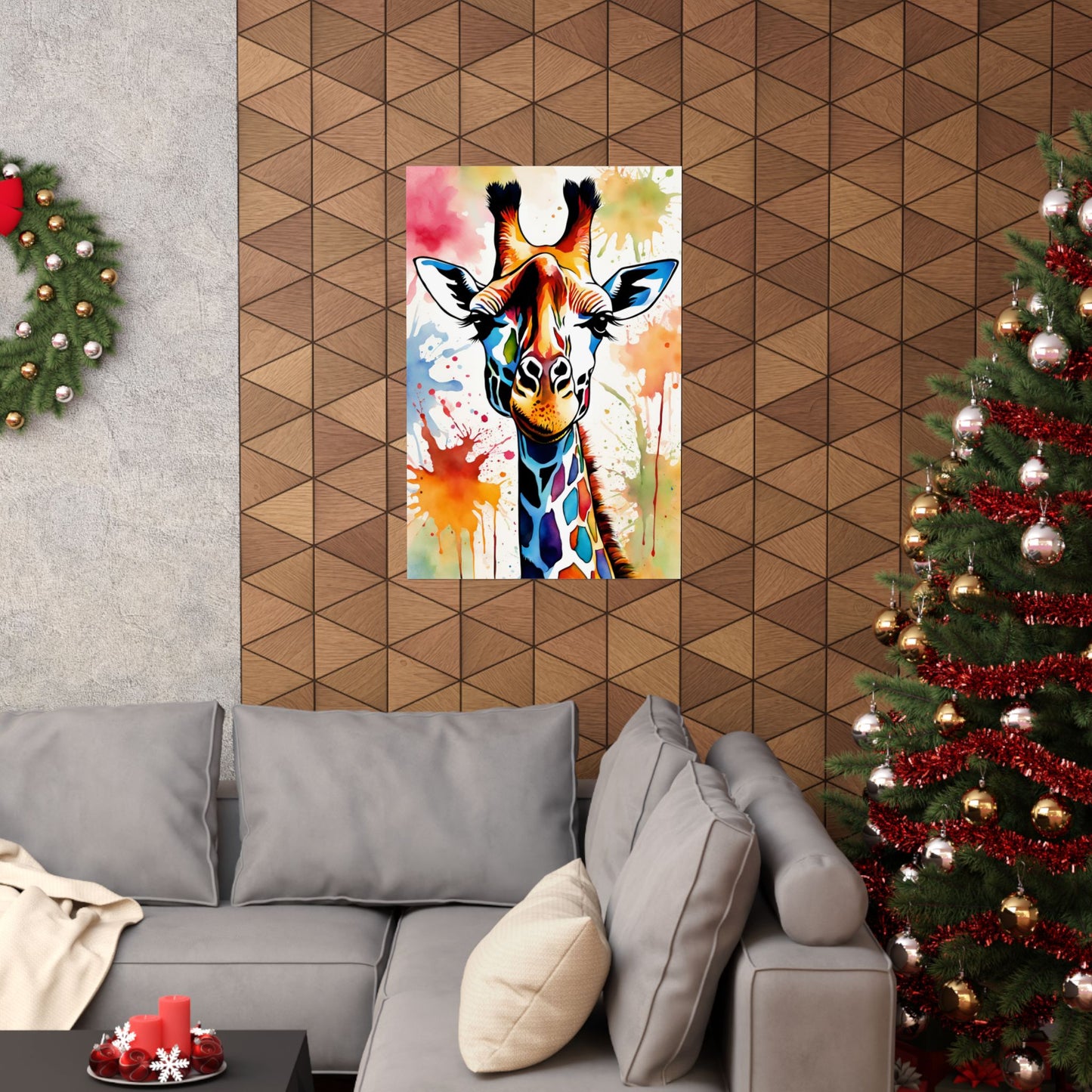 Multicolored Giraffe 03 Matte Vertical Poster