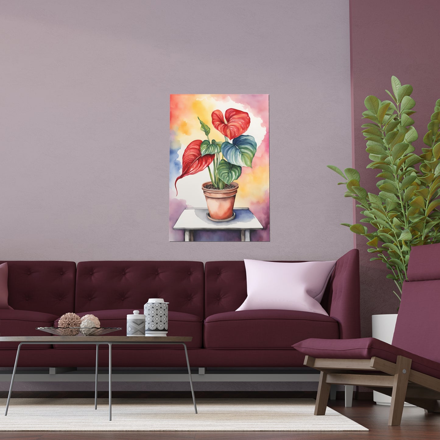 Multicolored Pot Plant 7 Indoor and Outdoor Silk Poster