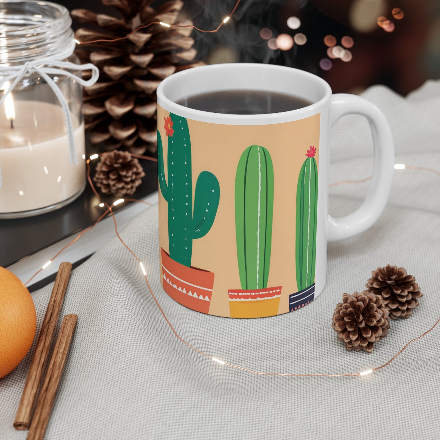 Playful Cacti 4 White Ceramic Mug 11oz