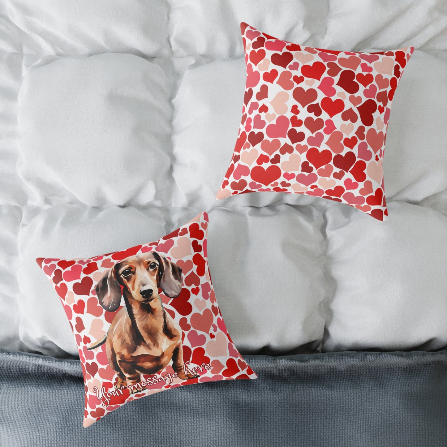Personalized Valentine Dachshund Poly Cushion/Pillow 5 sizes