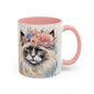 Floral Siamese Cat 04 Accent Coffee Mug - 11oz Perfect for Cat Lovers & Gifts