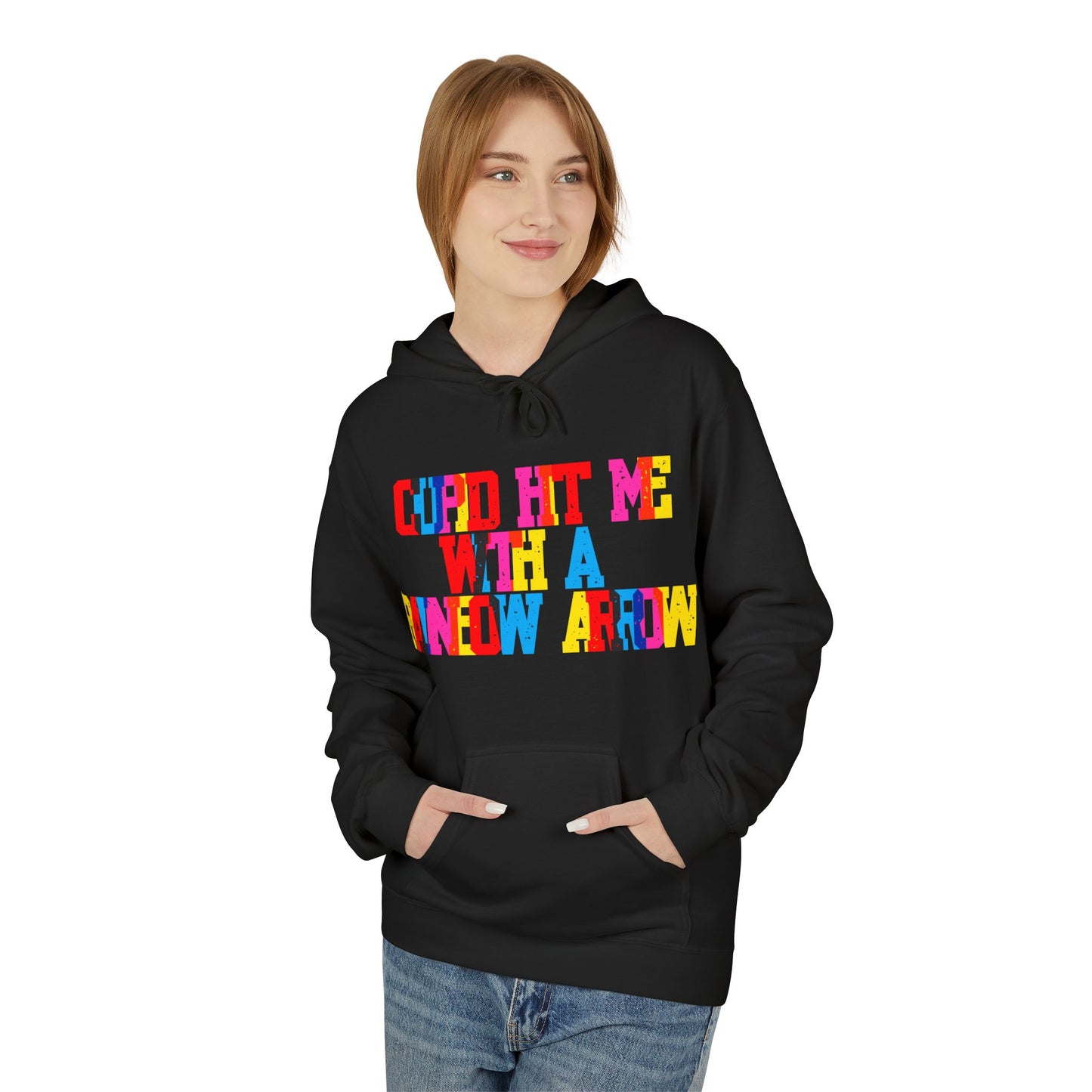 Cupid Hit Me With A Rainbow Arrow Unisex Valentines Hoodie