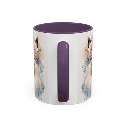 Floral Siamese Cat 04 Accent Coffee Mug - 11oz Perfect for Cat Lovers & Gifts