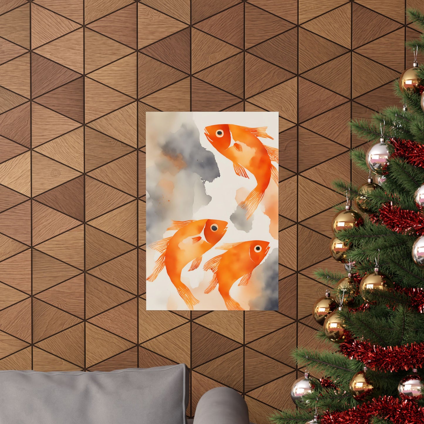 Abstract fish orange 10 Matte Vertical Posters