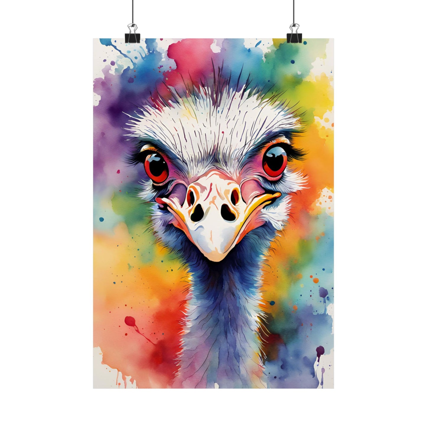 Multicolored Angry Ostrich 01 Matte Vertical Poster