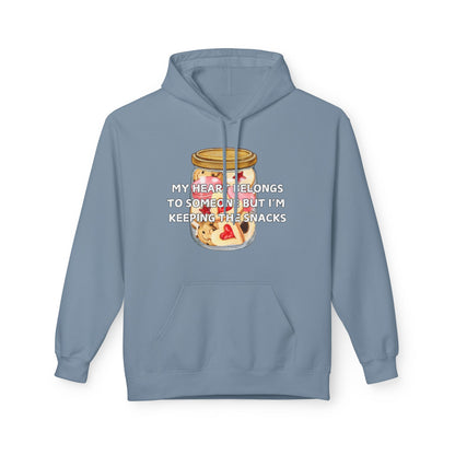 My Heart Belongs To Someone But I’m Keeping The Snacks Mens Valentines Hoodie