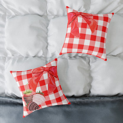 Valentine Chocolate Covered Strawberries 1 Poly Pillow