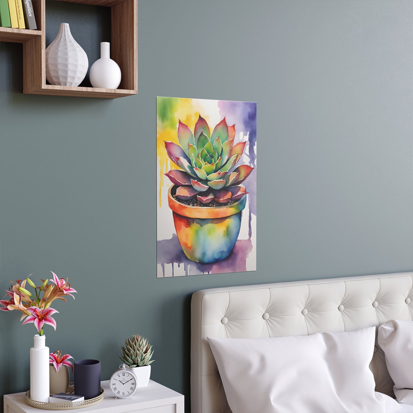 Multicolored Succulent 4 Indoor and Outdoor Silk Poster