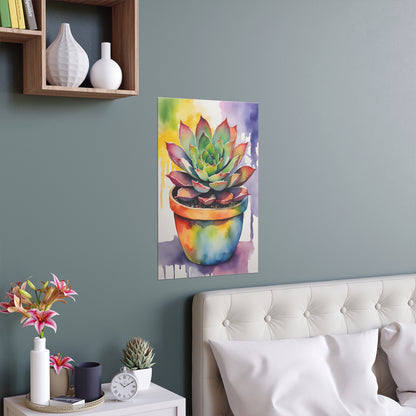 Multicolored Succulent 4 Indoor and Outdoor Silk Poster