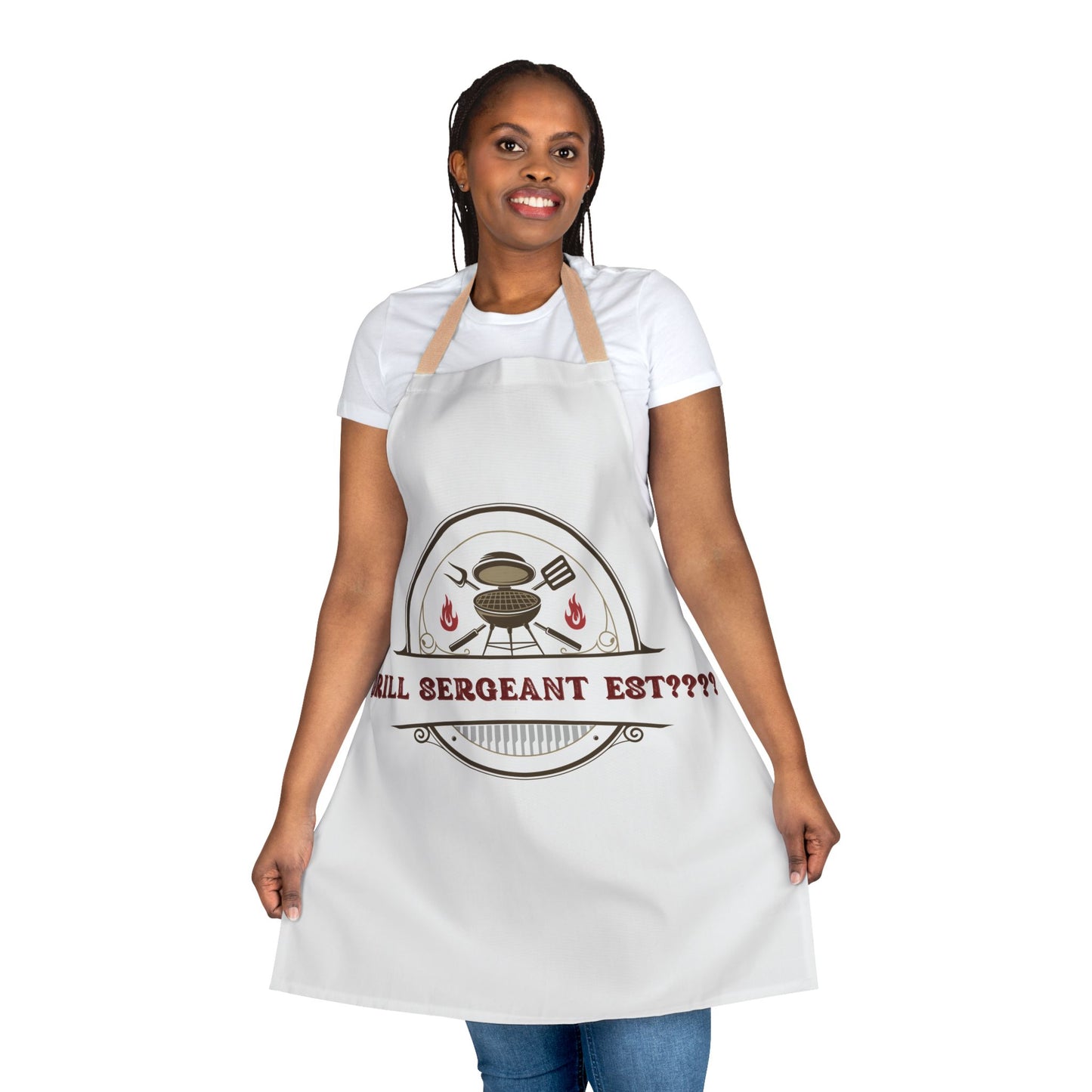(Personizable) Grill Sergeant EST (????) Funny BBQ Themed Apron 5-Color Straps