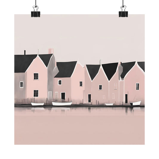 By The Sea Pink 3 Matte Square Posters