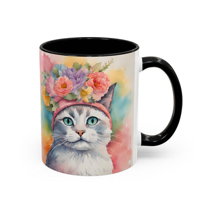 Floral Rag Doll Cat 02 Accent Coffee Mug - 11oz Perfect for Cat Lovers & Gifts