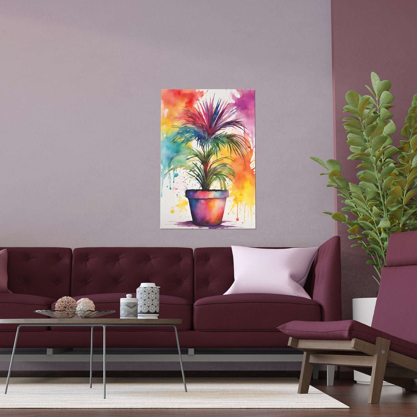Multicolored Pot Plant 4 Indoor and Outdoor Silk Poster