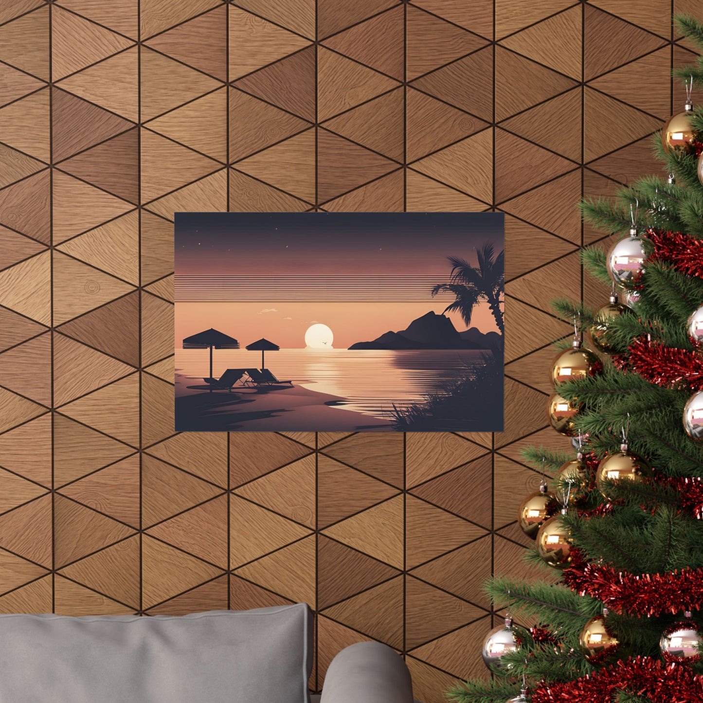 Retro beach at night 2 Matte Horizontal Posters