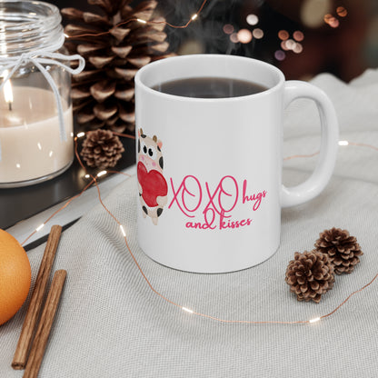 XOXO Hugs And Kisses Valentines Mug Ceramic 11oz
