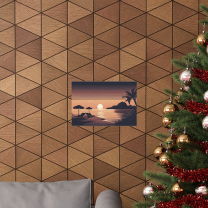 Retro beach at night 2 Matte Horizontal Posters