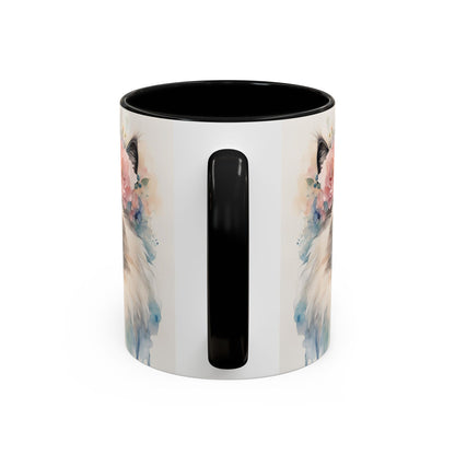 Floral Siamese Cat 04 Accent Coffee Mug - 11oz Perfect for Cat Lovers & Gifts