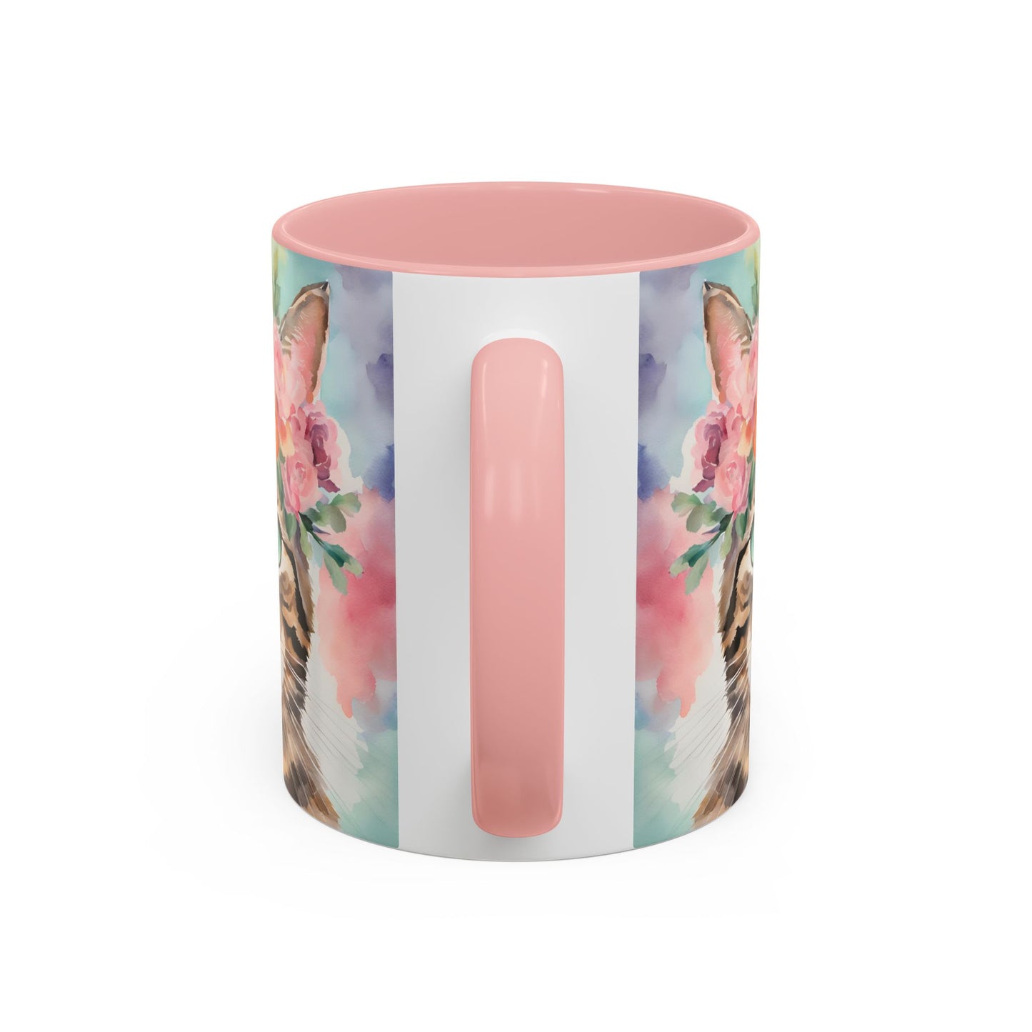 Floral Tabby Cat 01 Accent Coffee Mug - 11oz Perfect for Cat Lovers & Gifts