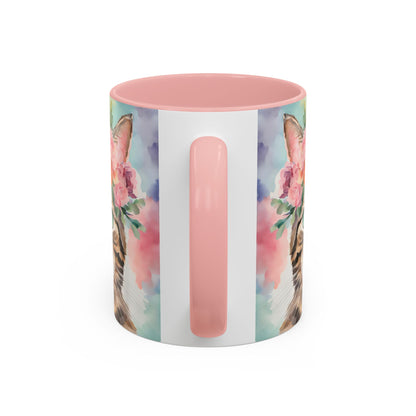 Floral Tabby Cat 01 Accent Coffee Mug - 11oz Perfect for Cat Lovers & Gifts