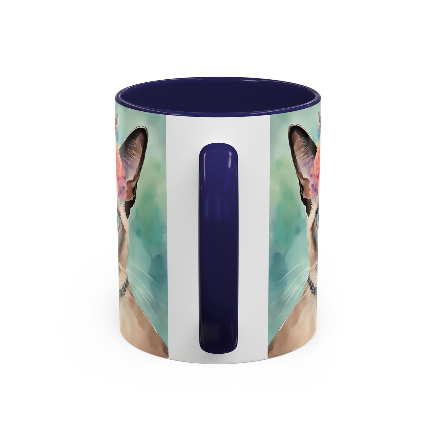 Floral Siamese Cat 01 Accent Coffee Mug - 11oz Perfect for Cat Lovers & Gifts