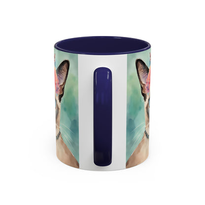 Floral Siamese Cat 01 Accent Coffee Mug - 11oz Perfect for Cat Lovers & Gifts