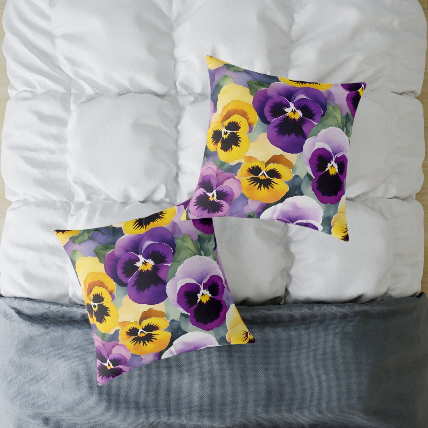 Pansies 01 Poly Pillow - Natures Beauty Design