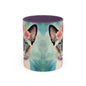 Floral Siamese Cat 01 Accent Coffee Mug - 11oz Perfect for Cat Lovers & Gifts